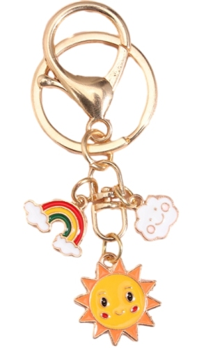 Rainbow Sun cloud keychain