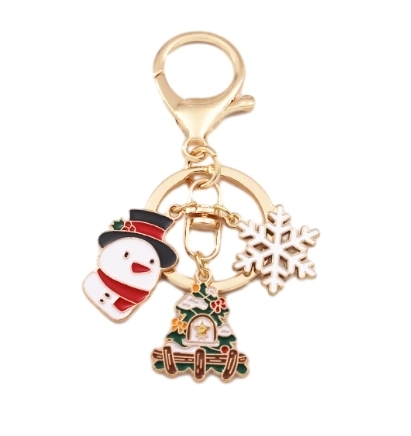 Snowman Christmas tree, snowflake keychain