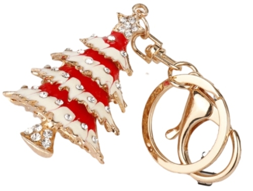 Red Christmas tree key chain