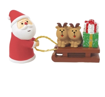 Santa pulls sleigh decorations