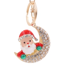 Hanging on the moon Santa key chain