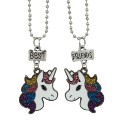Four color gradient horse necklace BFF