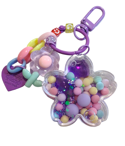 Floating keychain（Purple flowers）