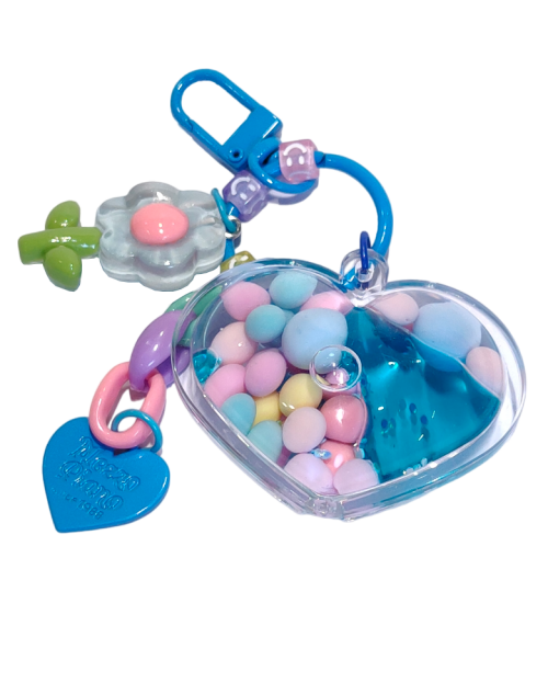 Liquid Filled Keychain(Light Blue Love)