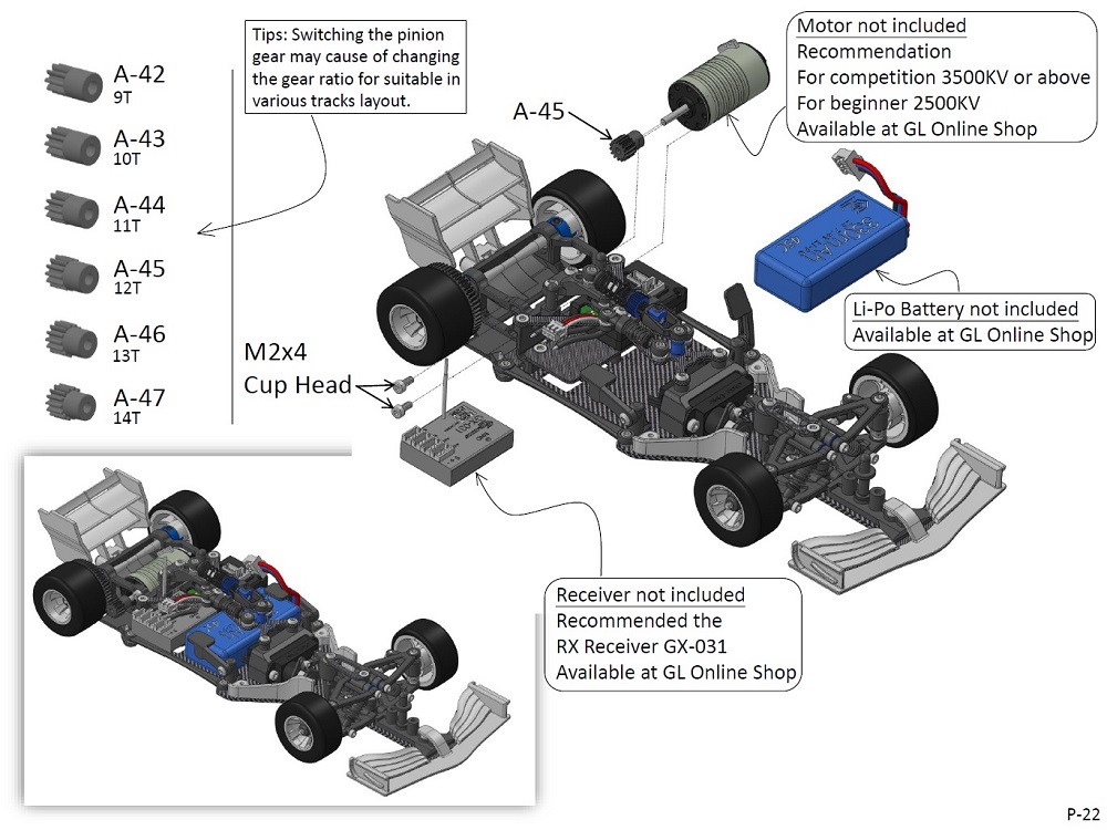 GL Racing 1/28 GLF1 RWD Chassis Model GLF1001KSET