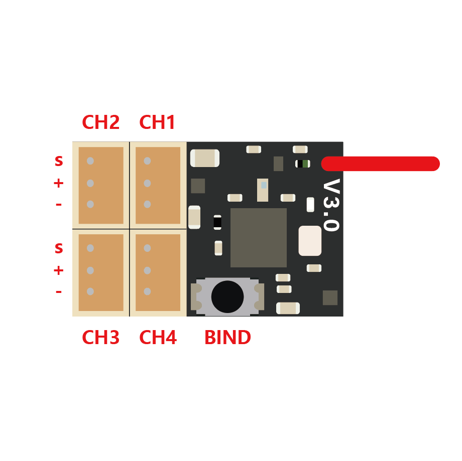 GT55racing FHSS 4CH Nano Receiver For KO PROPO Transmitter Compatible GTR-09