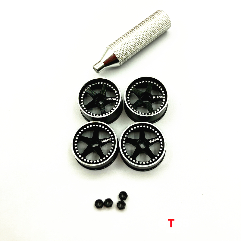1/24 1/28 MINI-Z AWD Five-spoke Aluminum Wheels Diameter 22mm Black (offset +1.5) 4pcs Without tires