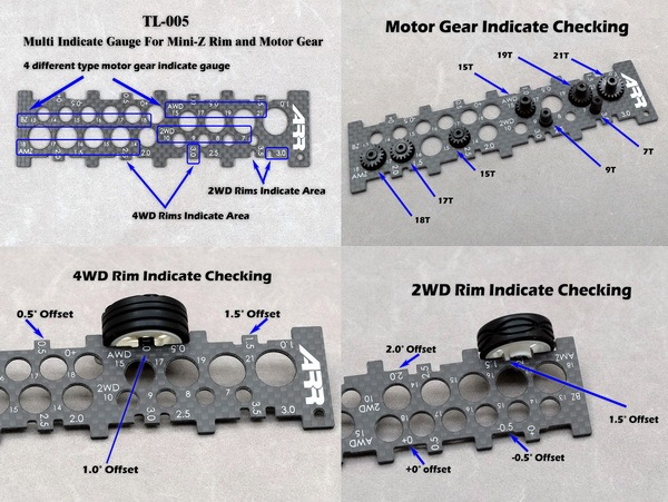 RC-Aurora Multi Indicate Gauge For Mini-Z Rim and Motor Gear #TL-005