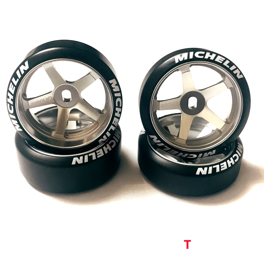1/24 1/28 MINIZ AWD CNC Aluminum Alloy Wheels Silver (Diameter 22mm