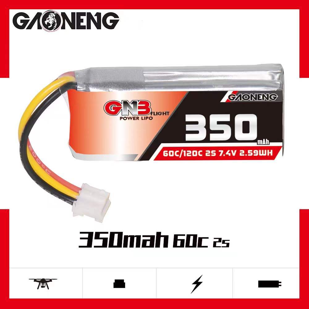 GNB GAONENG 2S 350mah 7.4V 60C 120C LiPo Battery PH2.0 3Pin Connector For RC Cars FPV Drone Racing