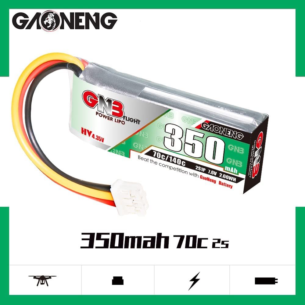 GAONENG GNB 2S 7.6V HV 350mAh 70C LiPo Battery PH2.0 3Pin Connector For MINI-Z RC CAR FPV Drone EMAX NanoHawkr
