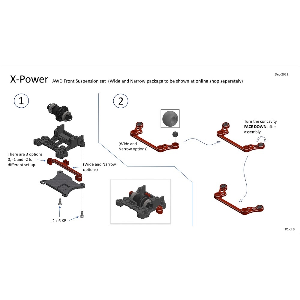 X-Power Front Suspension Set(N) for Mini Z AWD MA020 XP-AWD-FSSN