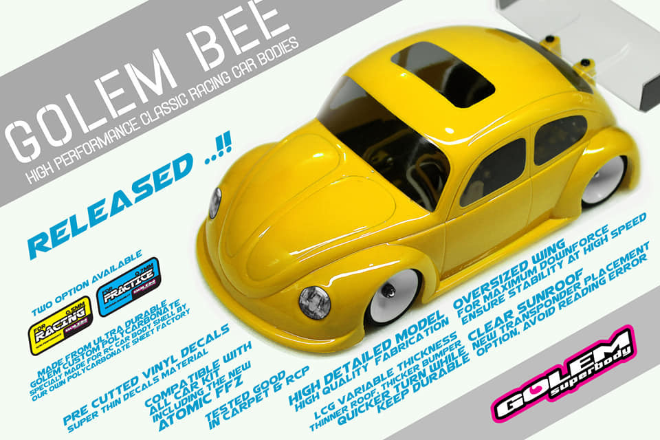 Golem Bee 1/28 MINI-Z Race Lexan VW Beetle Body (98mm W/B) GOLEMVWP #G102R