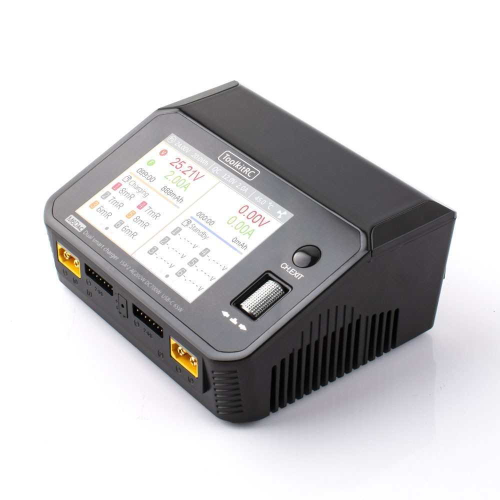 ToolkitRC M6DAC DC 350WX2 15A AC 700W 25A Dual Channel Smart Lipo Battery Charger Discharger for 1-6S Lipo Battery