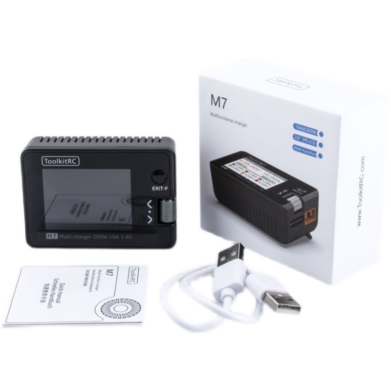 ToolkitRC M7 200W 10A DC Balance Charger Discharger for 1-6S Lipo Battery With Voltage Servo Checker ESC Receiver Signal Tester