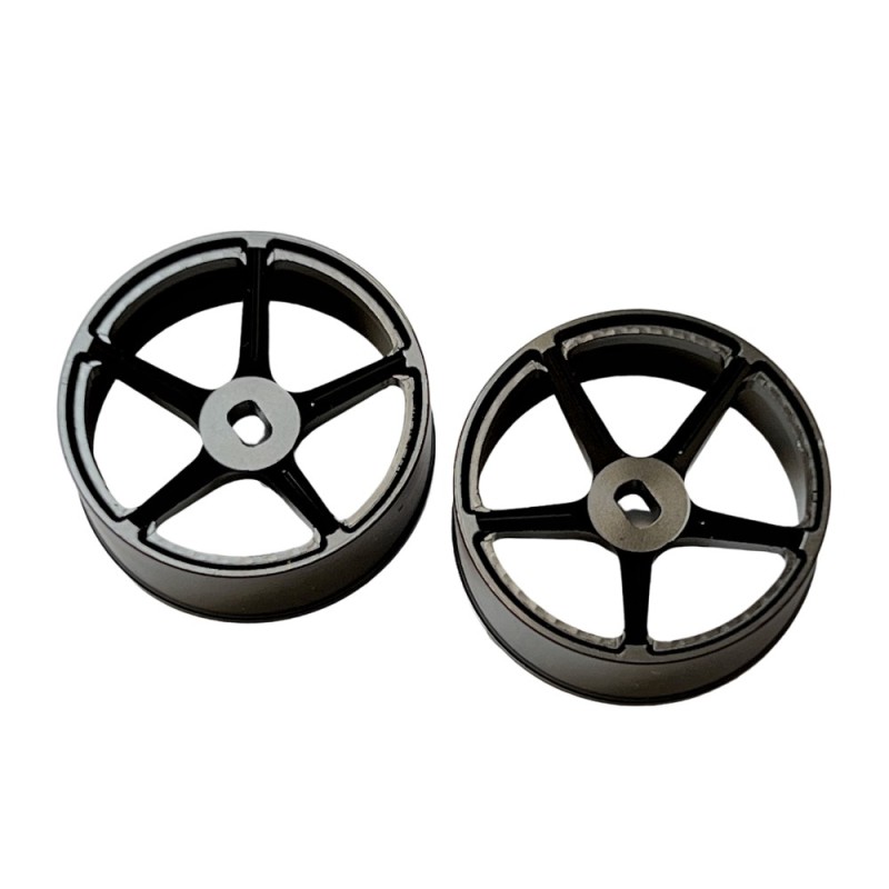 1/24 1/28 MINI-Z AWD Five Spoke Wheels Black (DO 22.5mm) Offset+1.5 2PCS GT55racing #HG-B5-15