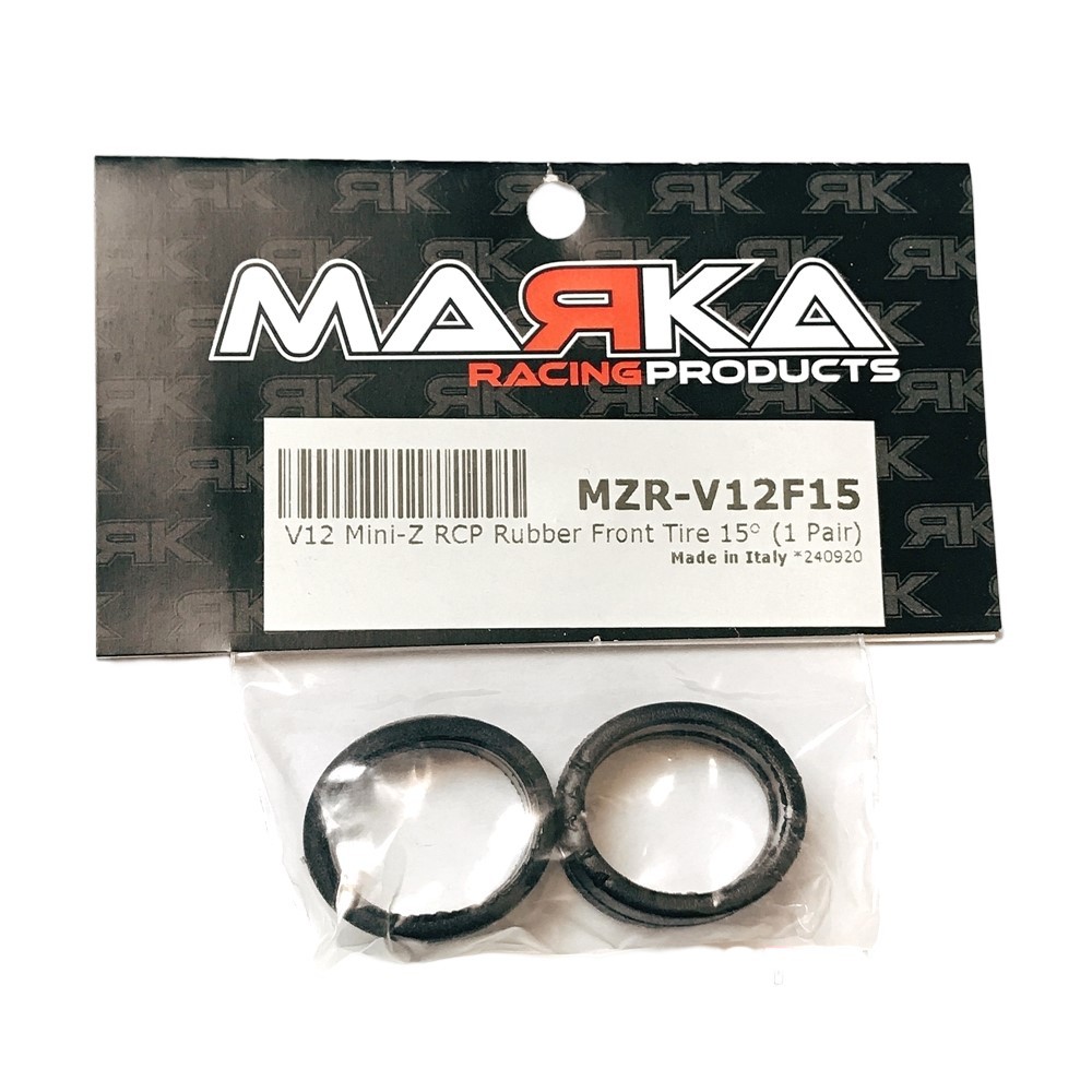 MARKA V12 MINI-Z RCP RUBBER FRONT TIRE 15° - SOFT (1 Pair) #MZR-V12F15