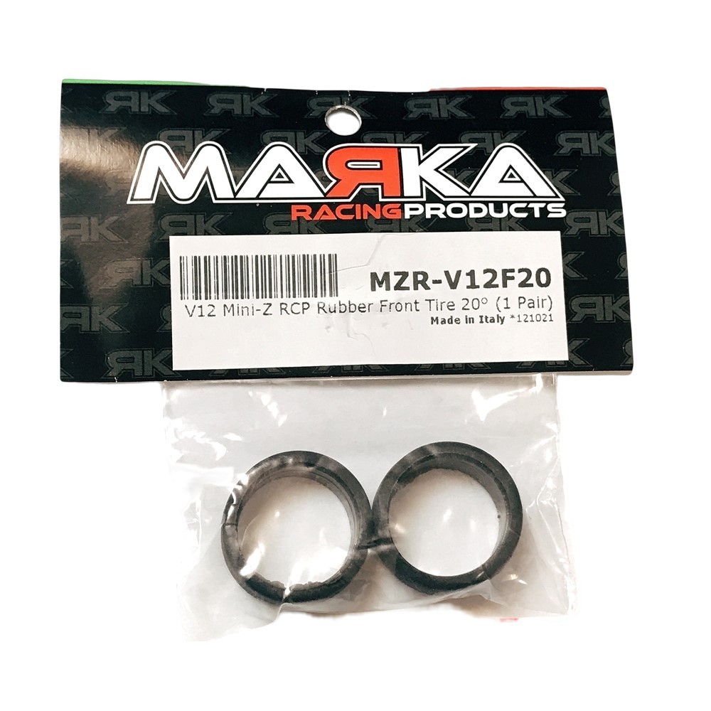 MARKA V12 MINI-Z RCP RUBBER FRONT TIRE 20° - SOFT (1 Pair) #MZR-V12F20