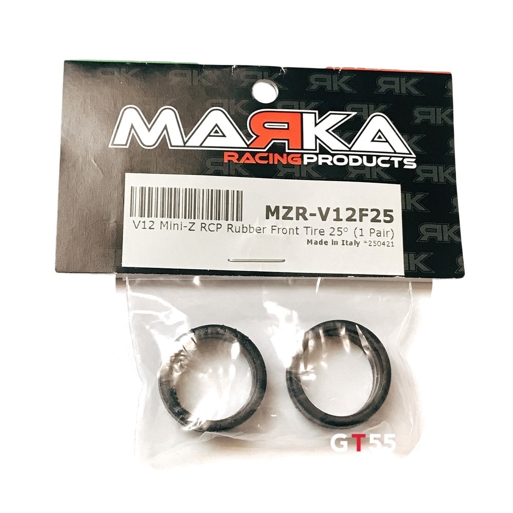 MARKA V12 MINI-Z RCP RUBBER FRONT TIRE 25° - SOFT (1 Pair) MZR-V12F25