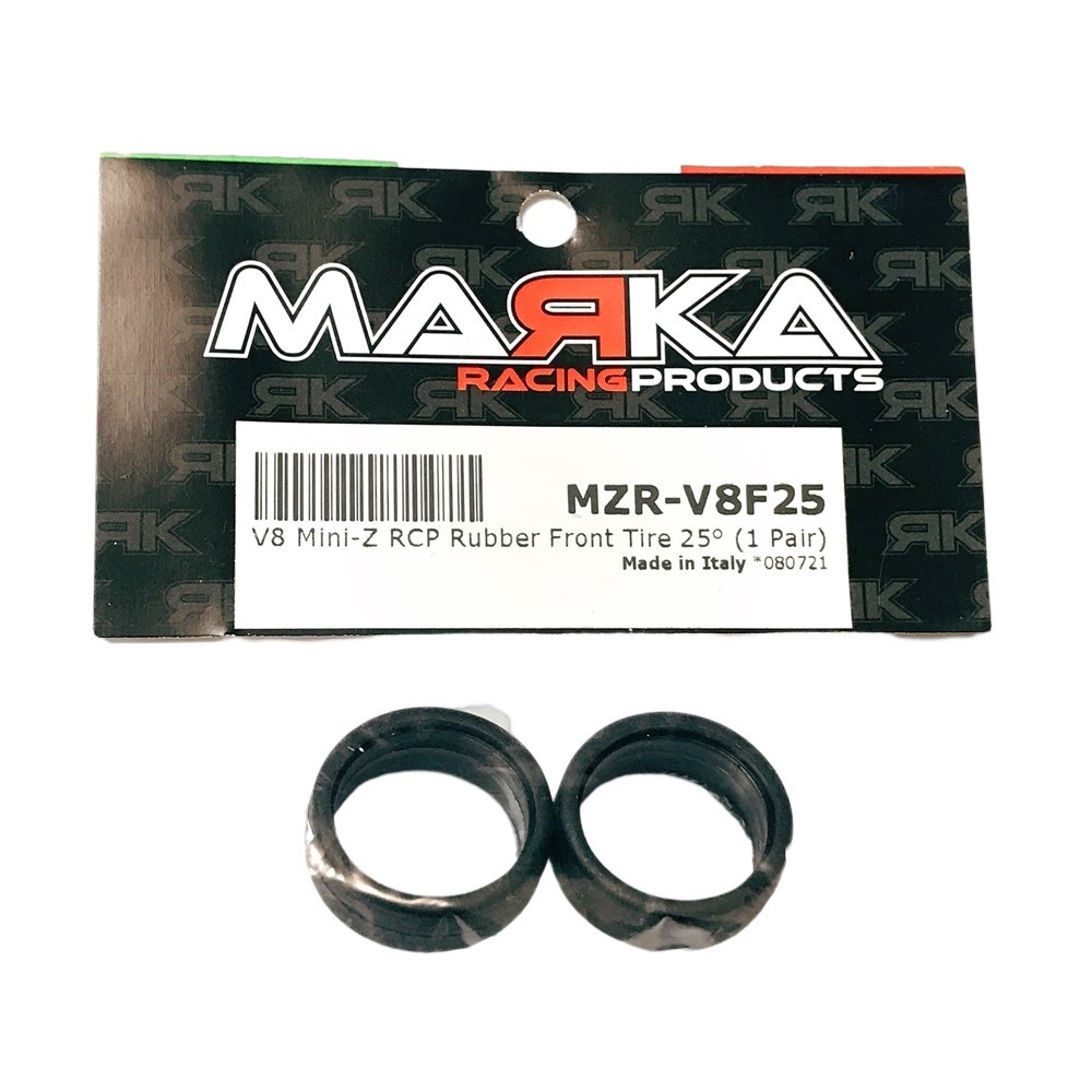 MARKA V8 MINI-Z RCP RUBBER FRONT TIRE 25° - SOFT (1 Pair) #MZR-V8F25