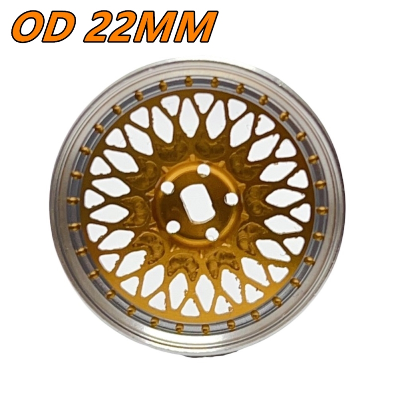 1/24 1/28 MINI-Z AWD BBS CNC Metal Wheel 4PCS Two-color Gold Electroplated Silver (OD 22mm) GT55racing  T-MMB22-GS