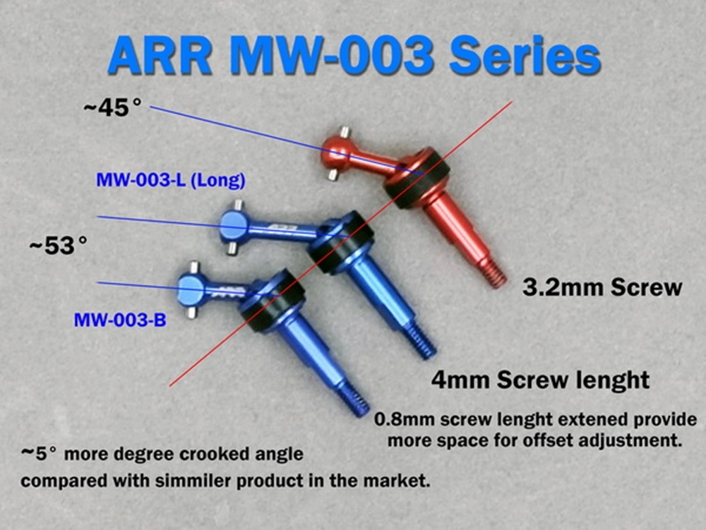 RC-Aurora ARR Wide Crooked CVD Black Long 10.5MM For Mini-Z  MW-003-LPBK