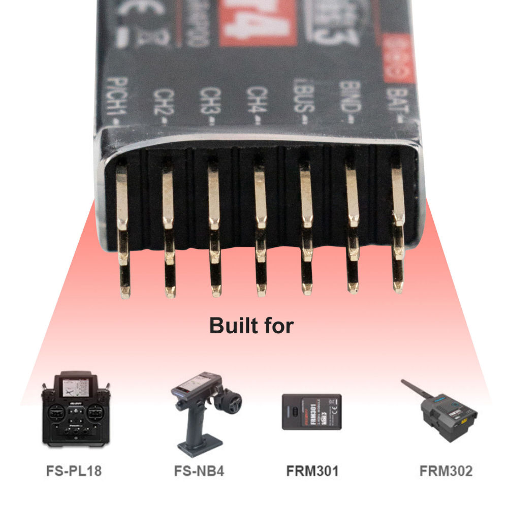 Flysky FTR4 Receiver 2.4 GHz 4CH AFHDS 3 RC Receiver for NB4 PL18 RC Q5H5 FTr4