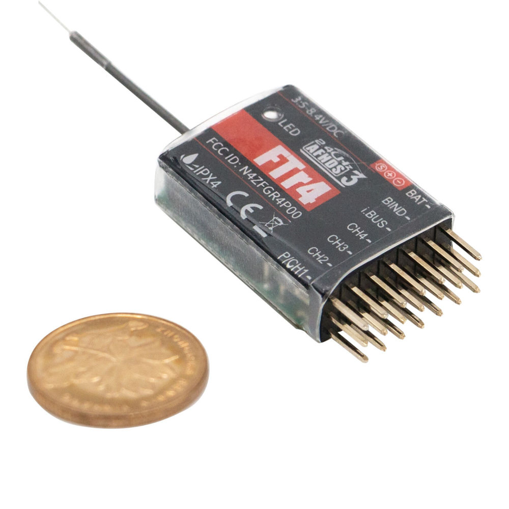Flysky FTR4 Receiver 2.4 GHz 4CH AFHDS 3 RC Receiver for NB4 PL18 RC Q5H5 FTr4