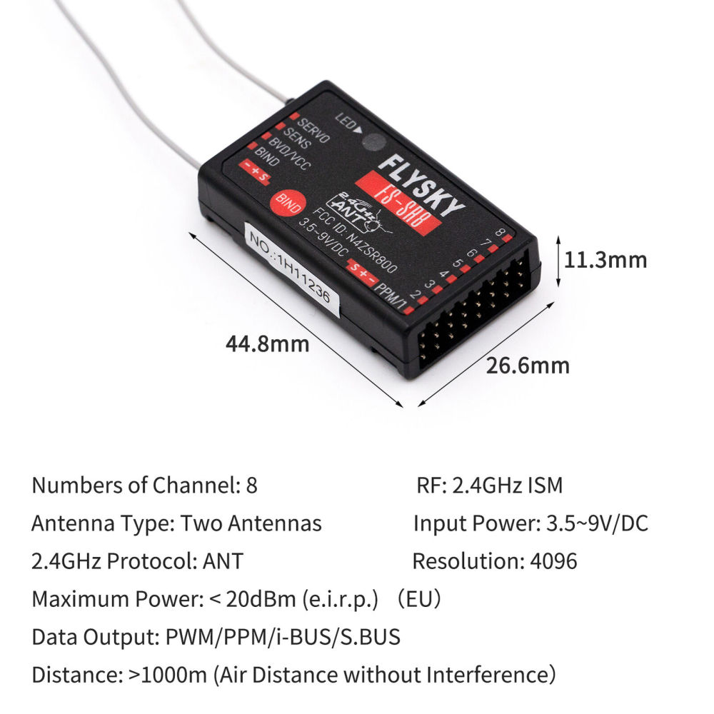 FLYSKY FS-SR8 Receiver 2.4G Protocol For FS-ST8 FS-SR8