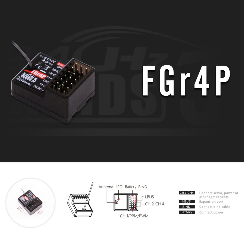 FlySky FGR4P 2.4GHz 4CH AFHDS 3 RC Receiver PWM/PPM/I.bus/S.bus FGr4P
