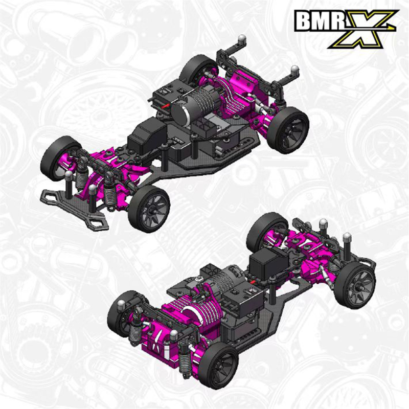 BM RACING 1/24 BMR-X PRO RWD RC Drift Chassis ( not included wheels  electronics and body mount) BMRX-PRO Purple Limited Edition