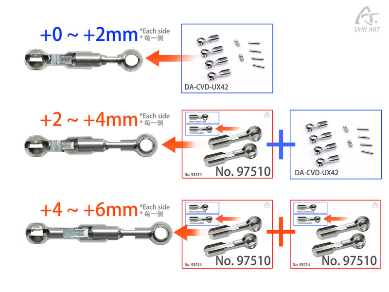 (Pre-sale) Long UX-CVD (+2mm each side than normal) 2 pcs Drift ART 97510 For DA3