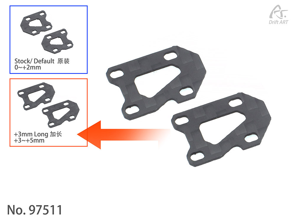 (Pre-sale) DA3 +3mm Rear ArmsLong  Plates Drift ART 97511  For DA3