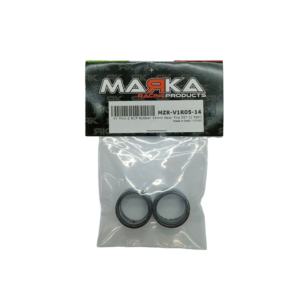 MARKA V1 MINI-Z RCP RUBBER 14mm REAR TIRE 05° (1 PAIR) #MZR-V1R05-14