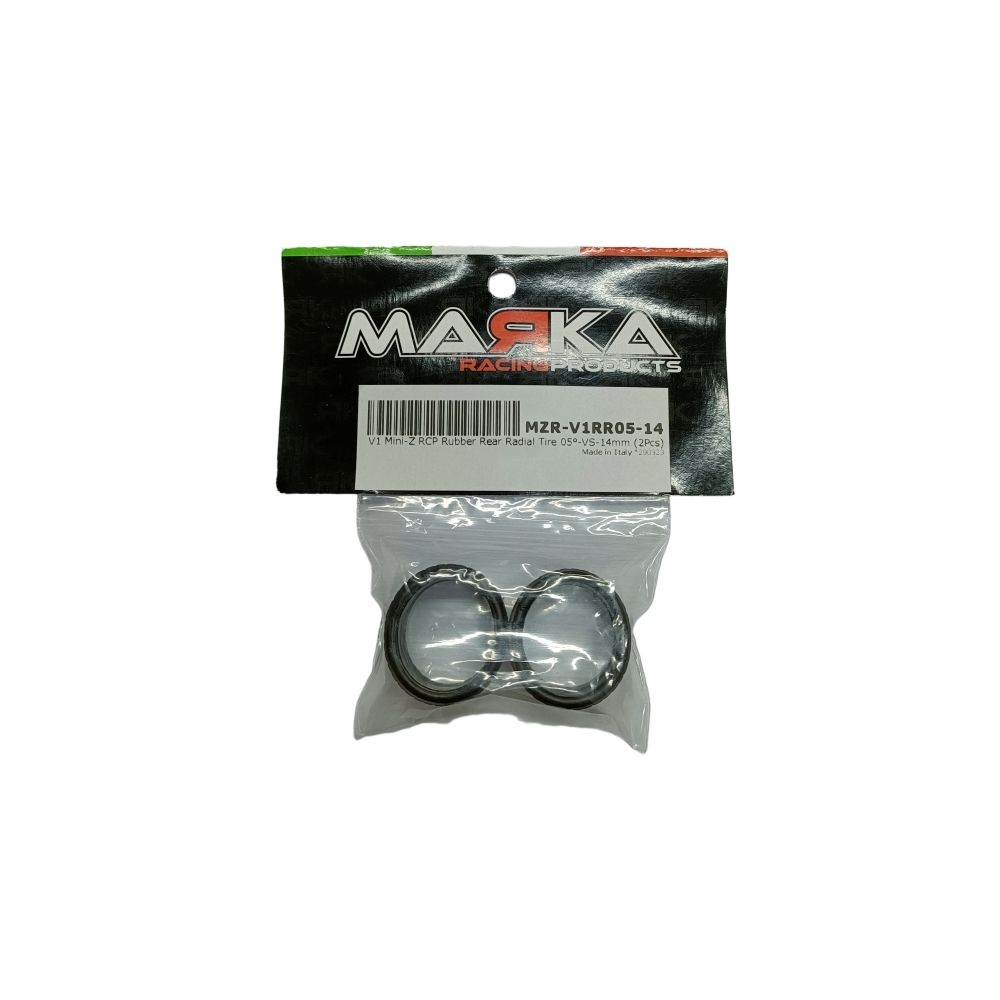MARKA V1 MINI-Z RCP RUBBER REAR Radial TIRE 05°-VS-14mm (1 PAIR) MZR-V1RR05-14
