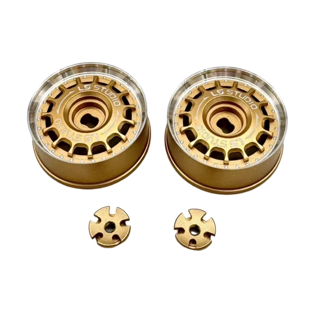 LS Studio LSD 1/27 CNC AWD Wheel (OD 20MM) GOLD 2PCS LS-WH-02-G