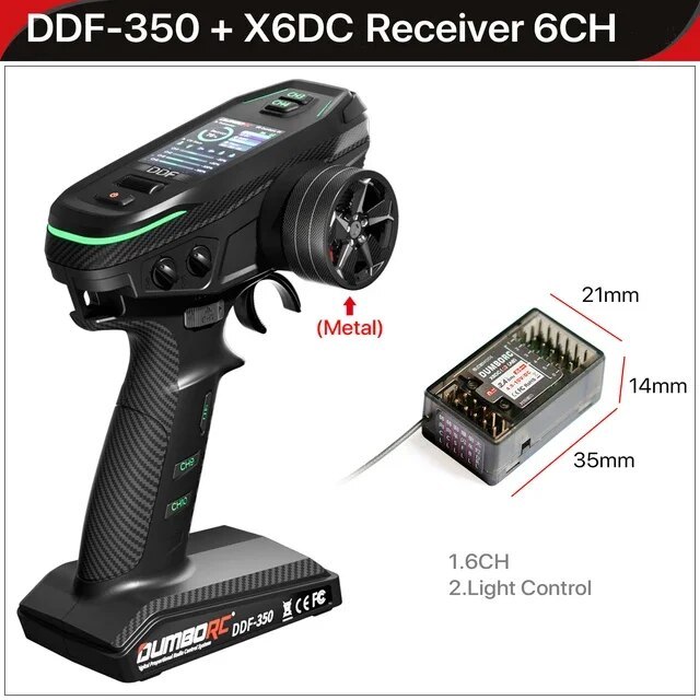 DUMBORC DDF-350 10CH RC Remote Controller 10 Channel 2.4Ghz HD ScreenDigital Radio Transmitter with 1PCS Receiver