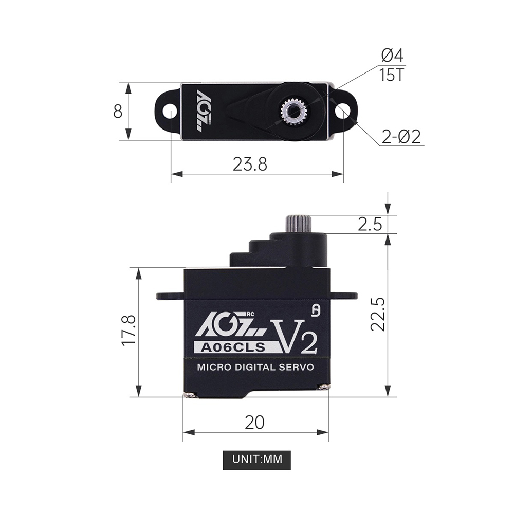 AGFRC A06CLS V2 Aluminum Case 15T/20T High Precision 3KG 0.052Sec MG 7g Micro Digital Servo for Mini Size Airplane Car A06CLS V2