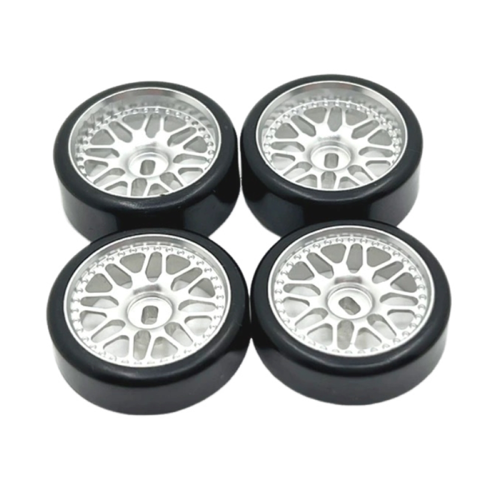1/24 1/28 MINI-Z AWD CNC Metal Wheel With Drift Tires OD 27mm Offset 1.5 (4Pcs)