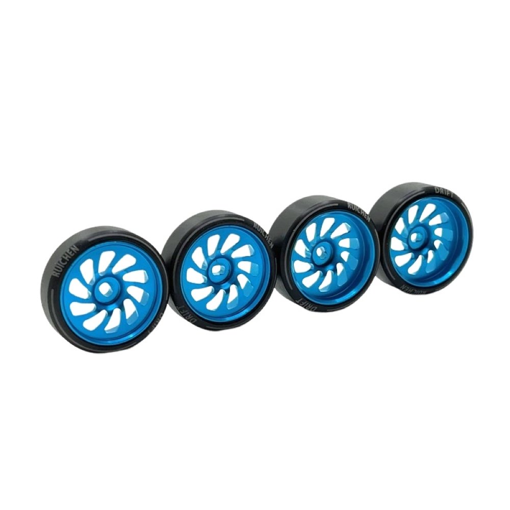 1/24 1/28 MINI-Z AWD CNC Metal Wheel With Drift Tires OD 27mm Offset 1.5 (4Pcs)