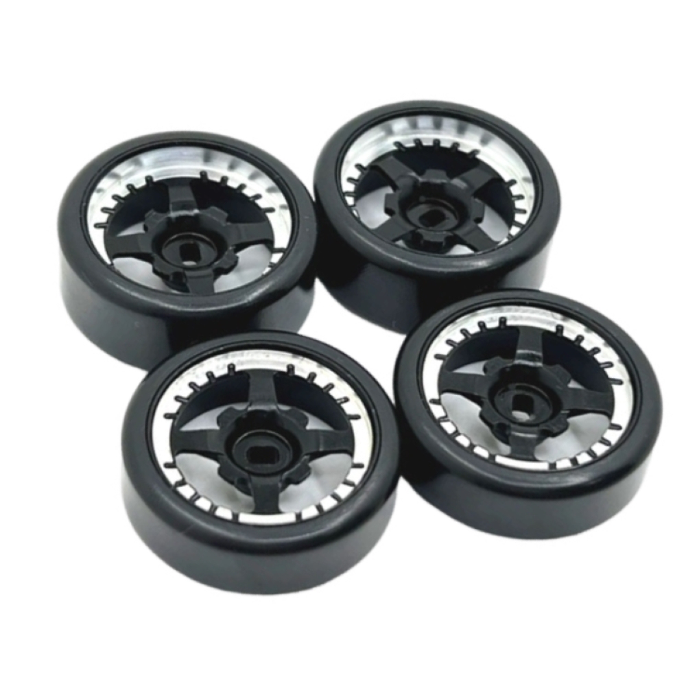 1/24 1/28 MINI-Z AWD CNC Metal Wheel With Drift Tires OD 27mm Offset 1.5 (4Pcs)