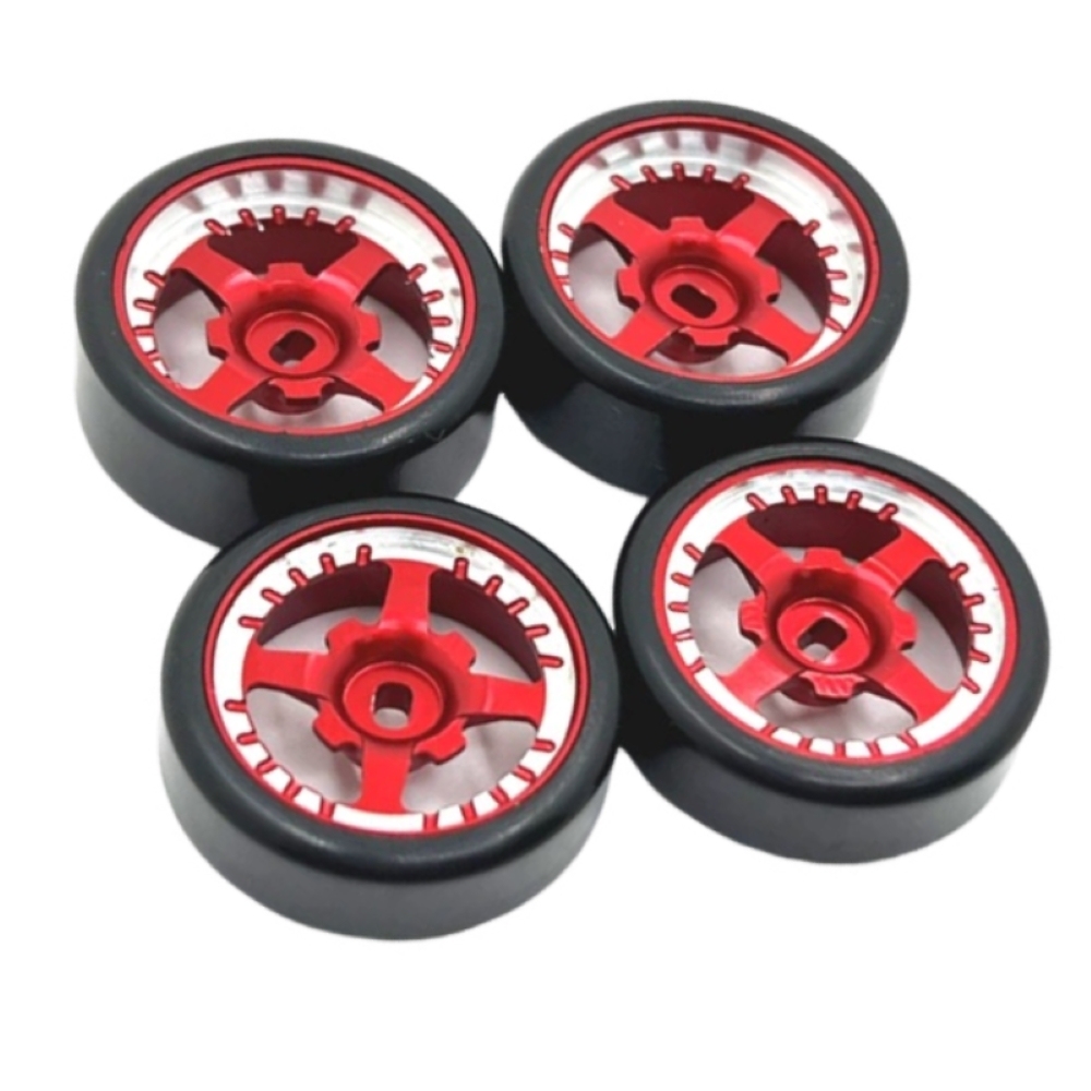 1/24 1/28 MINI-Z AWD CNC Metal Wheel With Drift Tires OD 27mm Offset 1.5 (4Pcs)