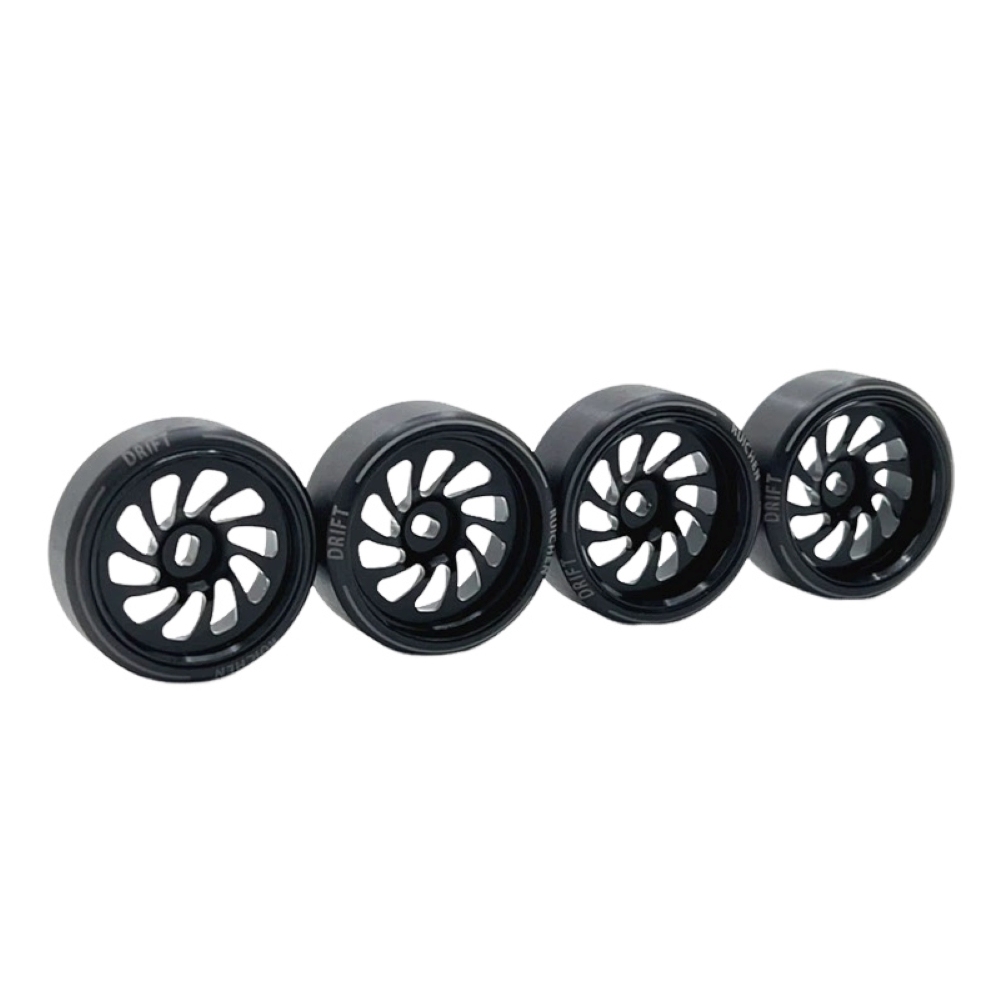 1/24 1/28 MINI-Z AWD CNC Metal Wheel With Drift Tires OD 27mm Offset 1.5 (4Pcs)