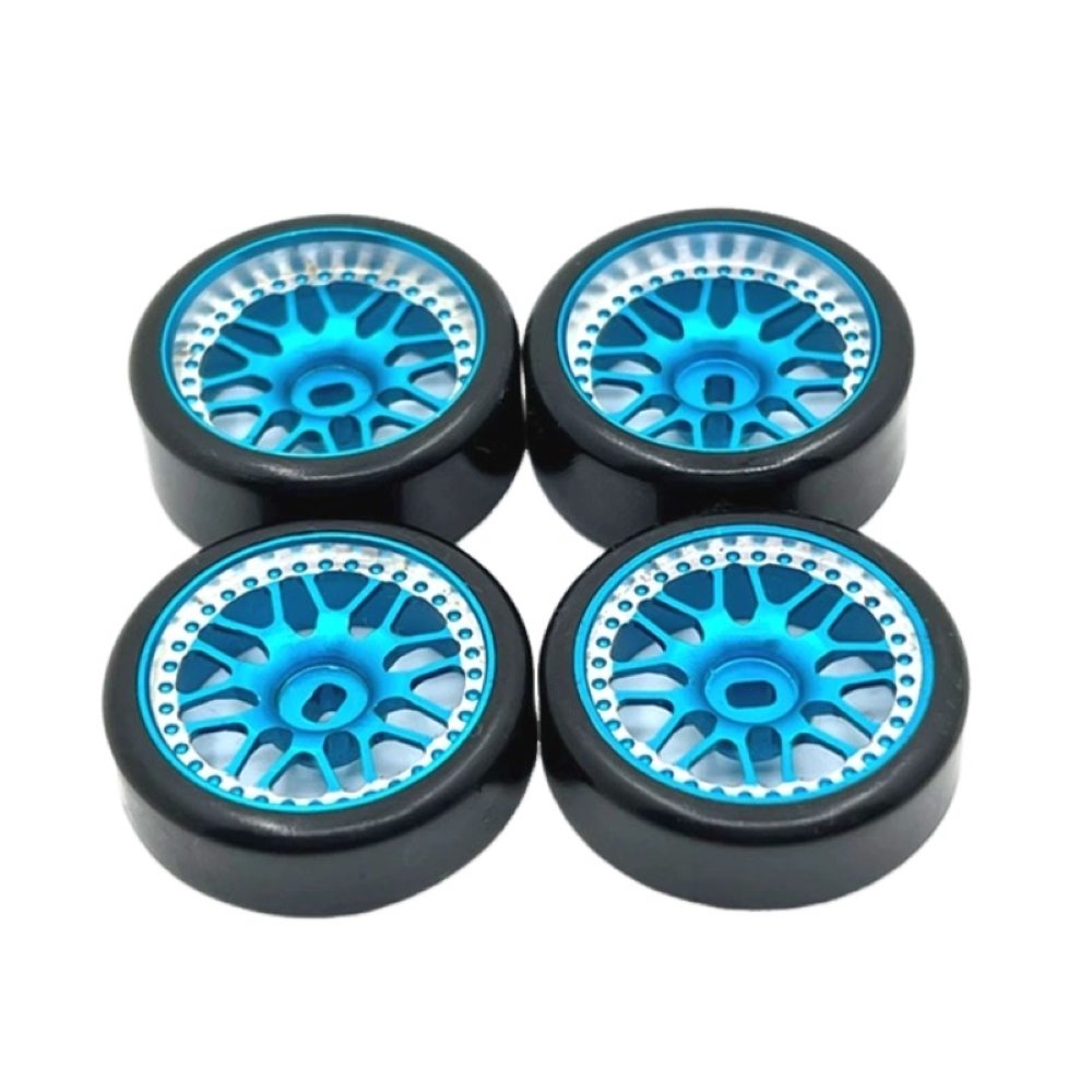 1/24 1/28 MINI-Z AWD CNC Metal Wheel With Drift Tires OD 27mm Offset 1.5 (4Pcs)