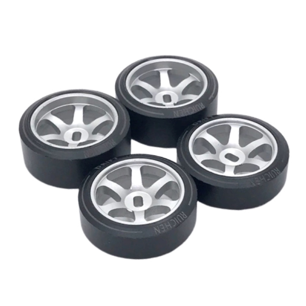 1/28 MINI-Z AWD CNC Metal Wheel With Drift Tires OD 25mm Offset 1.5 (4Pcs)
