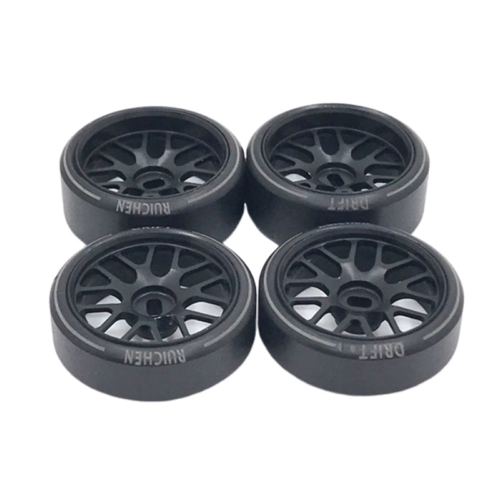 1/24 1/28 MINI-Z AWD CNC Metal Wheel With Drift Tires OD 27mm Offset 1.5 (4Pcs)