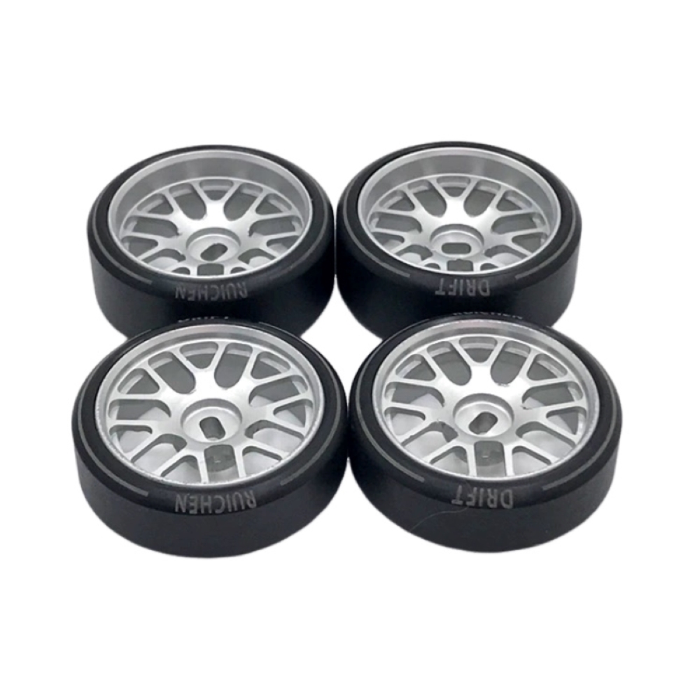 1/24 1/28 MINI-Z AWD CNC Metal Wheel With Drift Tires OD 27mm Offset 1.5 (4Pcs)