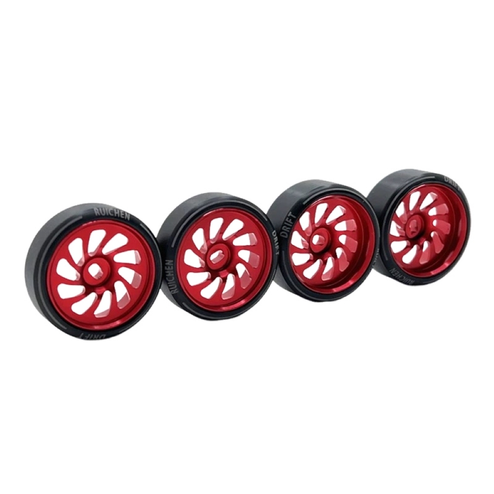 1/24 1/28 MINI-Z AWD CNC Metal Wheel With Drift Tires OD 27mm Offset 1.5 (4Pcs)