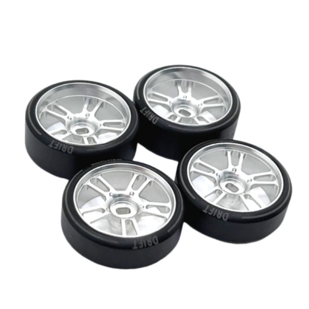 1/24 1/28 MINI-Z AWD CNC Metal Wheel With Drift Tires OD 27mm Offset 1.5 (4Pcs)