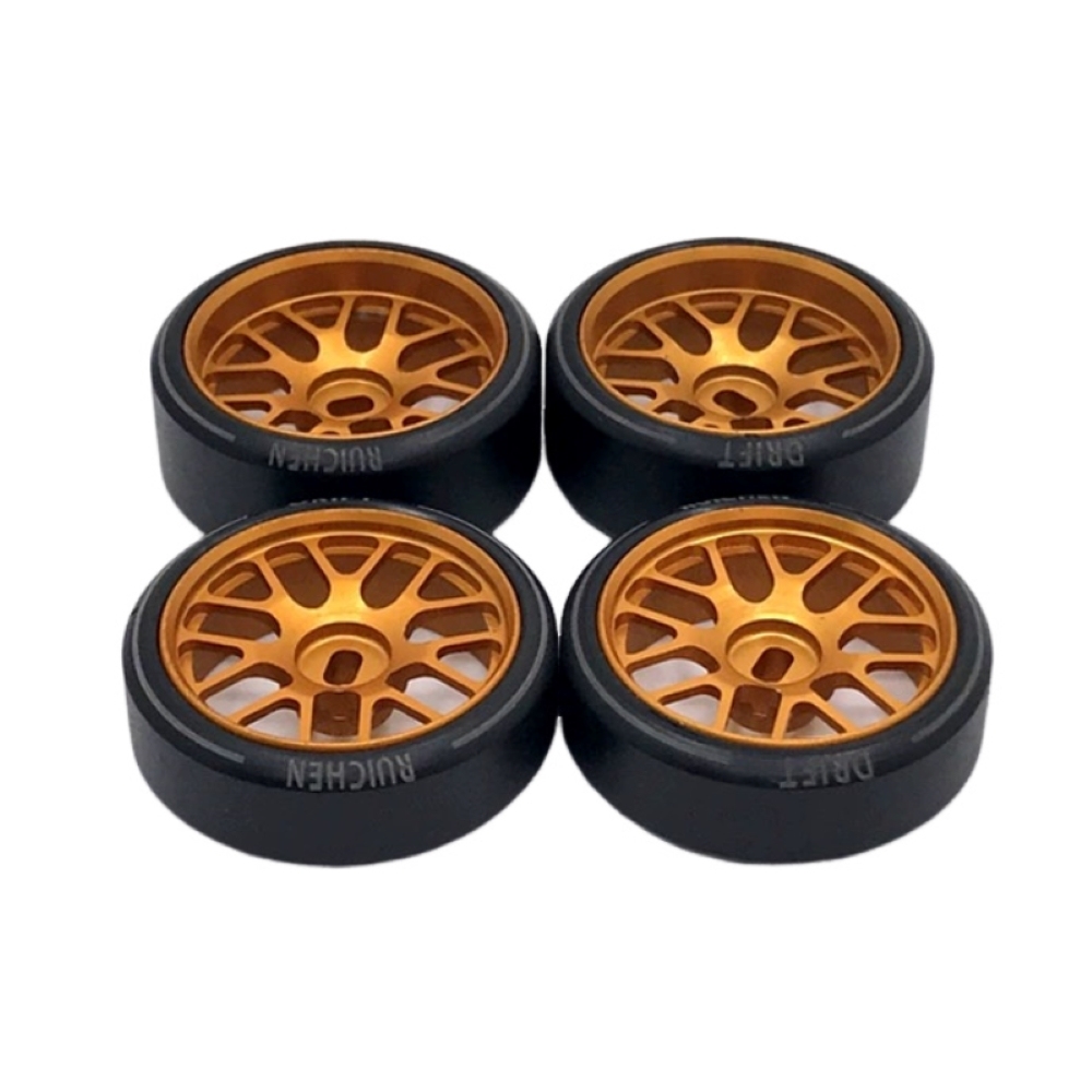 1/24 1/28 MINI-Z AWD CNC Metal Wheel With Drift Tires OD 27mm Offset 1.5 (4Pcs)